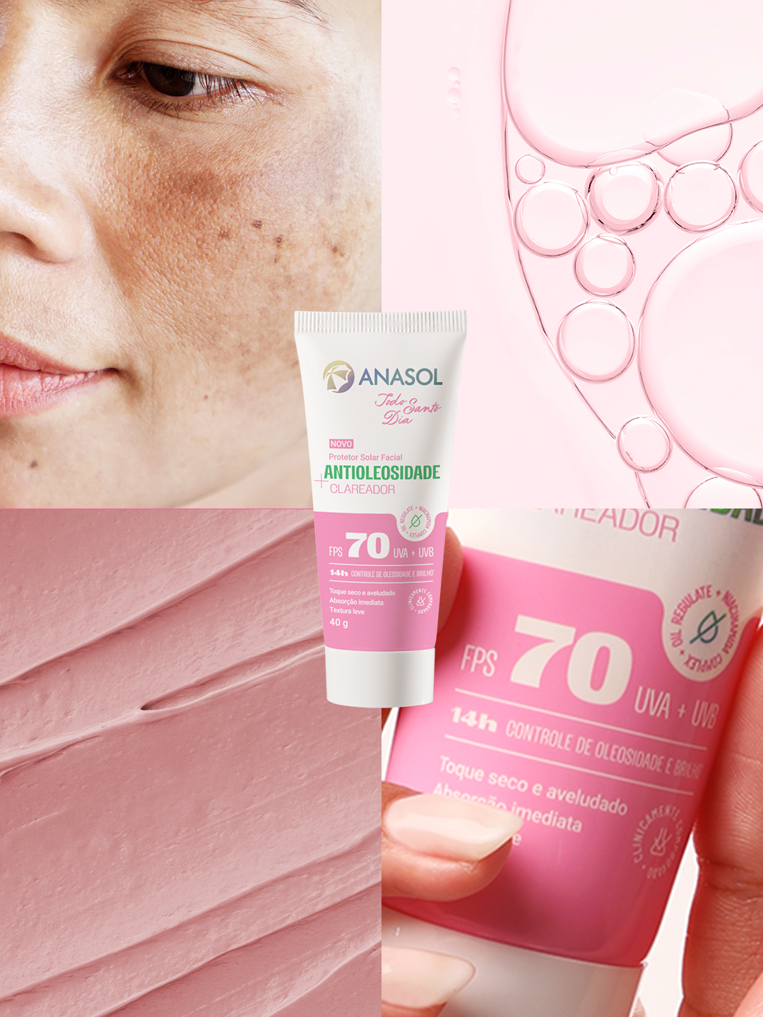 Protetor Anasol FPS 70 antioleosidade e clareador